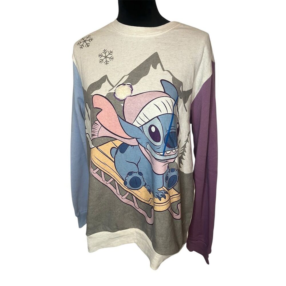 NWT Disney Women's Stitch Sledding Fleece Sweatshirt Size‎ L Multicolor - Picture 2 of 9